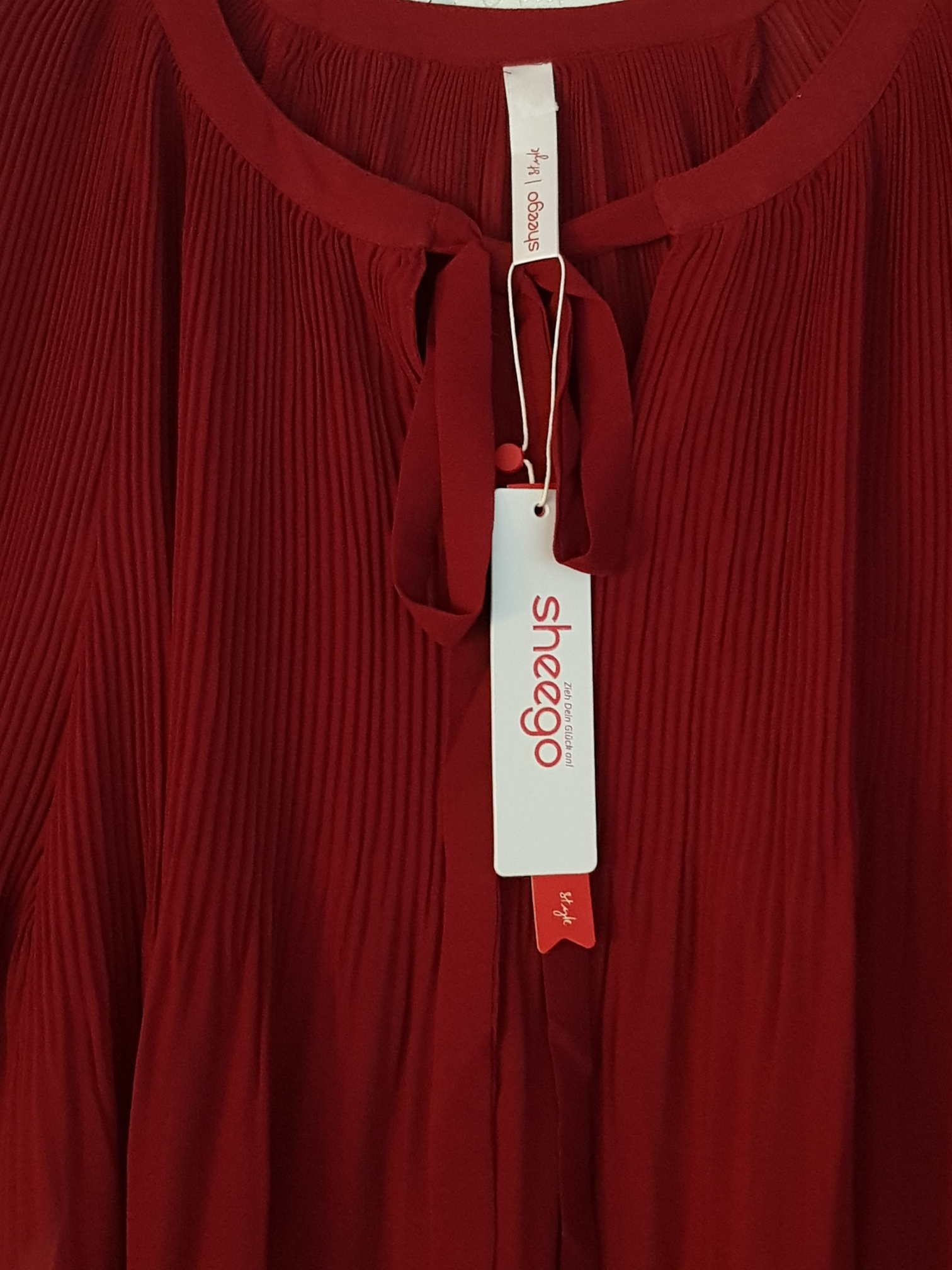Sheego Damen Tunika Bluse rot halb transparent durchsichtig festlich 44 - 48